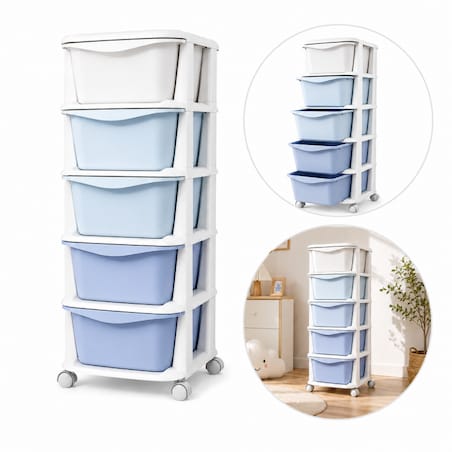 Plastikowy regał na kółkach szafka szuflady szafa 97 x 38 x 37 cm PO23