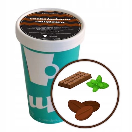 Kawa aromatyzowana smak CZEKOLADOWO - MIĘTOWA ziarnista ARABICA 200g - kawa smakowa deserowa
