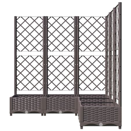 vidaXL Donica ogrodowa z kratką, brązowa, 120x120x121,5 cm, PP