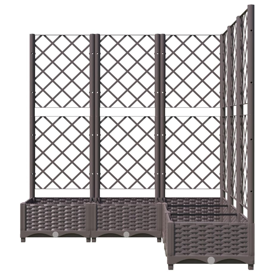 vidaXL Donica ogrodowa z kratką, brązowa, 120x120x121,5 cm, PP