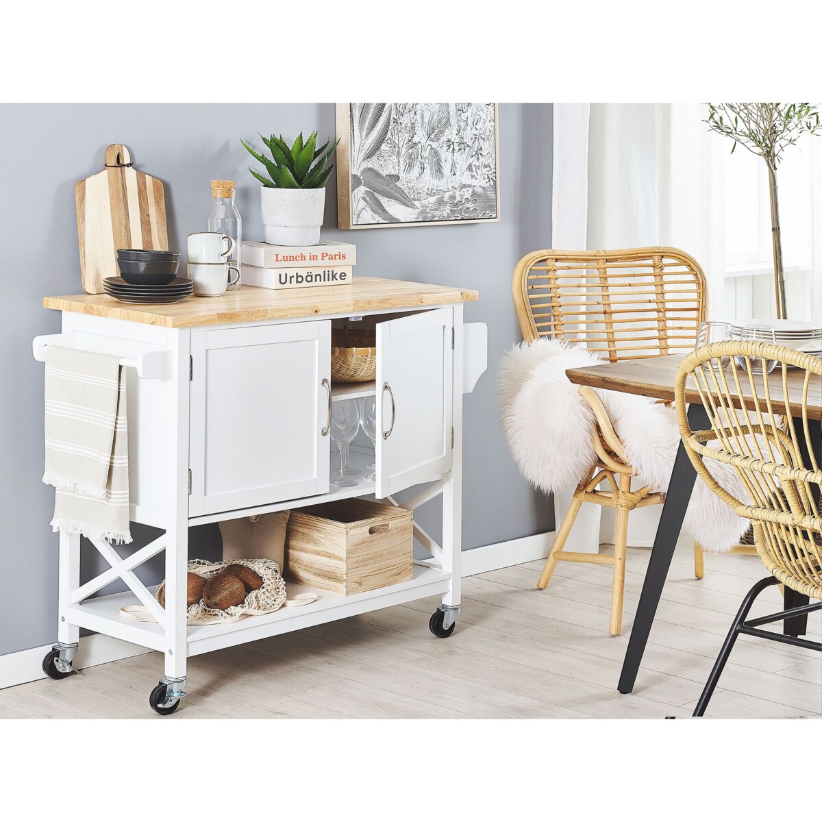 Wózek kuchenny dwudrzwiowy biały MELE