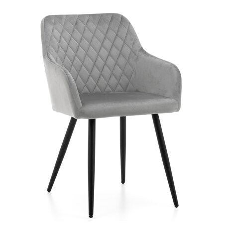 Krzesło tapicerowane TODI welur do salonu jadalni pikowane jasnoszare
