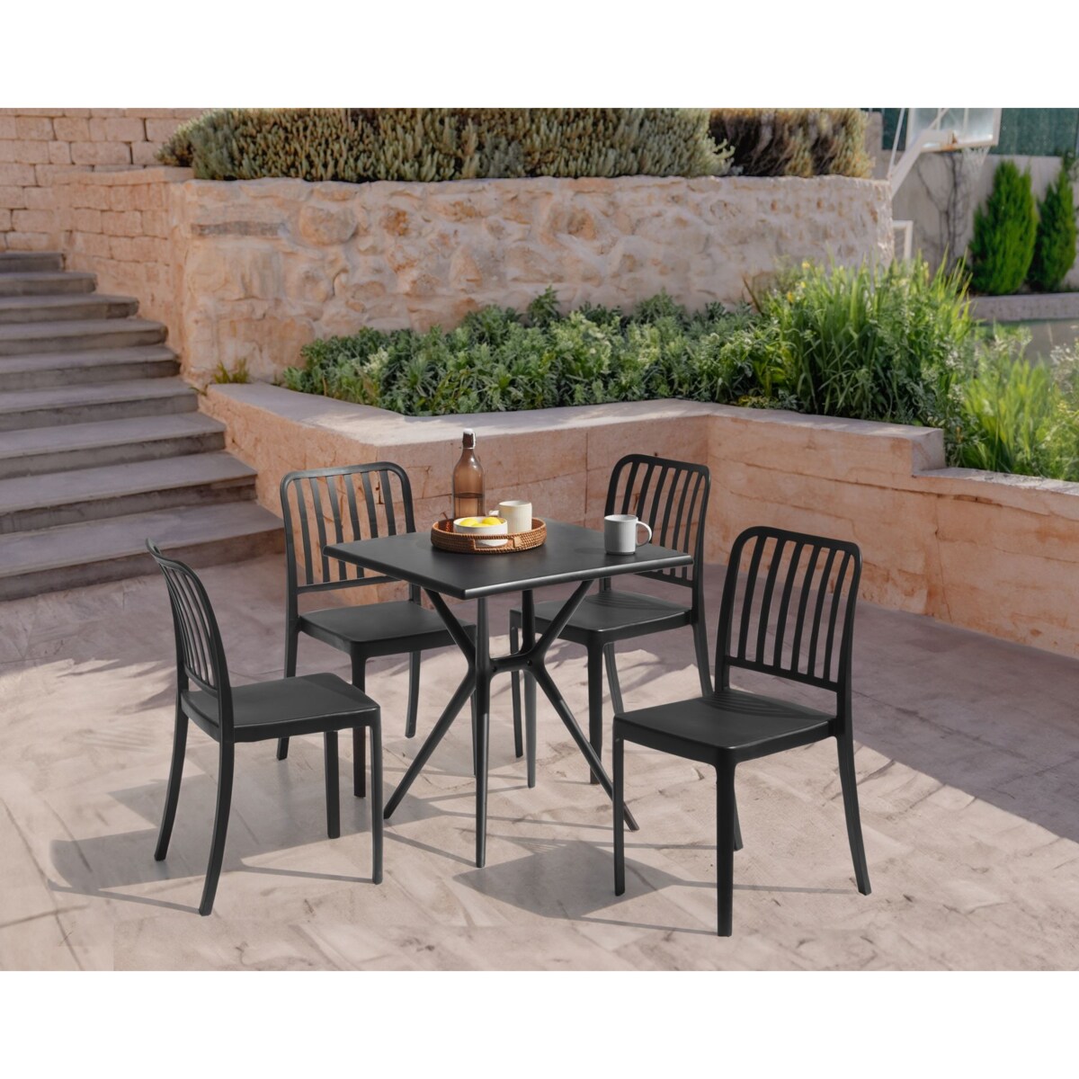 Stół ogrodowy PIAVE 70 cm Czarny