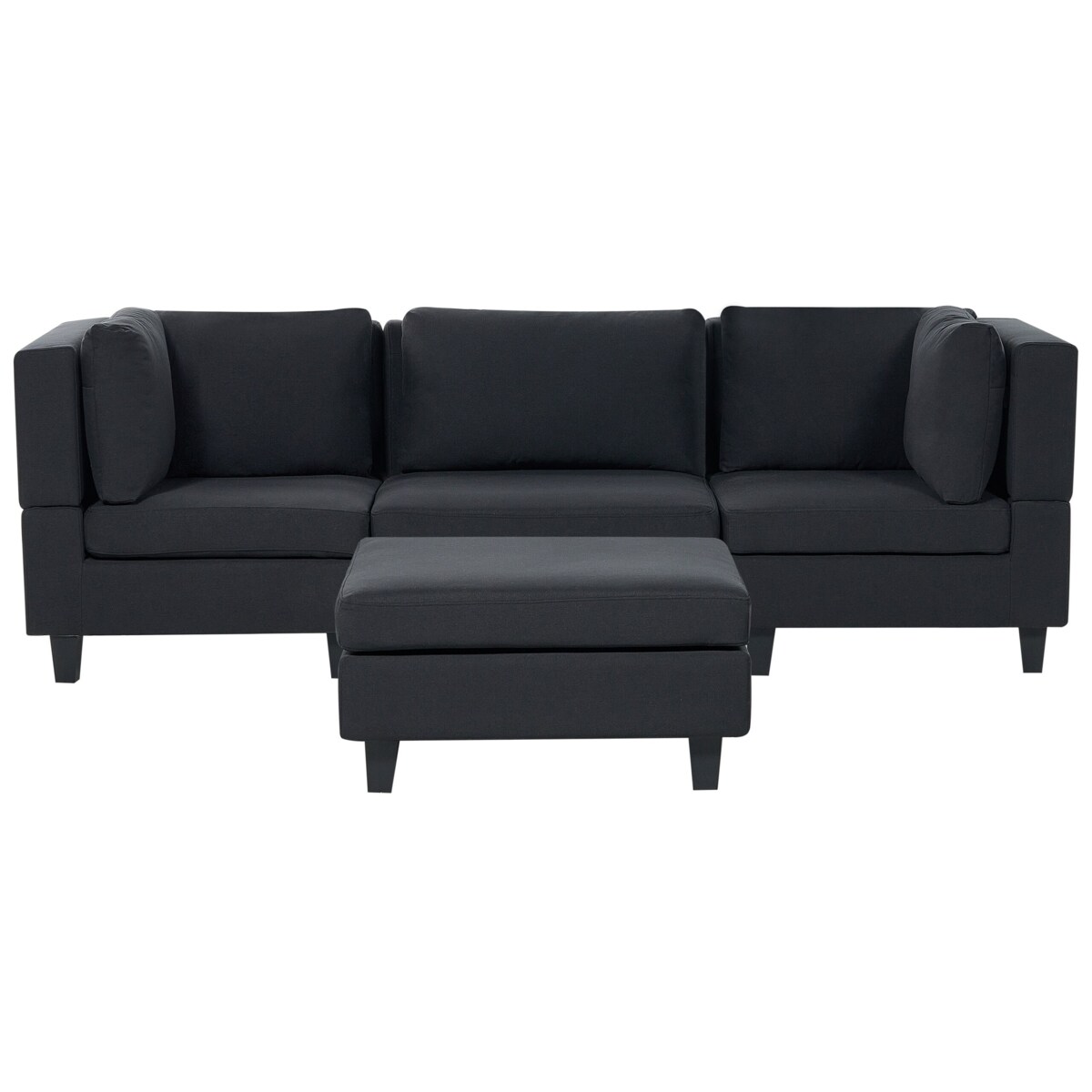 Sofa modułowa 3-osobowa z otomaną czarna UNSTAD