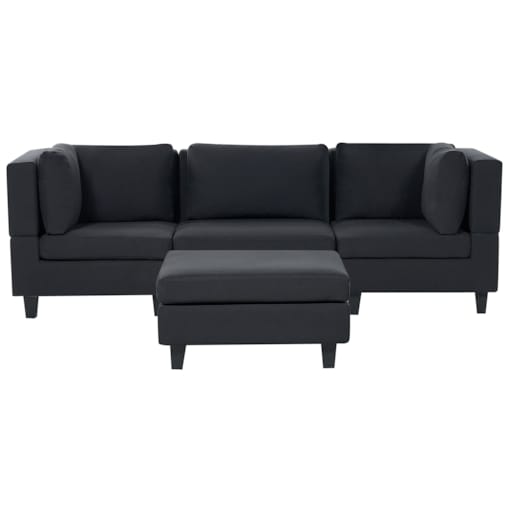 Sofa modułowa 3-osobowa z otomaną czarna UNSTAD
