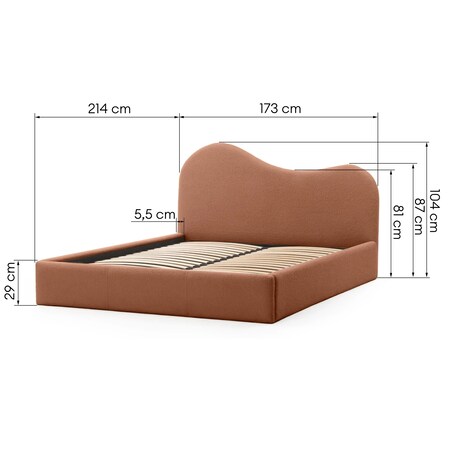 Łóżko tapicerowane 160x200 cm miedziane bouclé Vibo