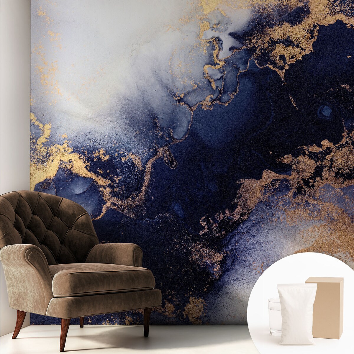 Fototapeta flizelinowa 250x250 cm - Granatowe fale, tapeta ścienna granatowa