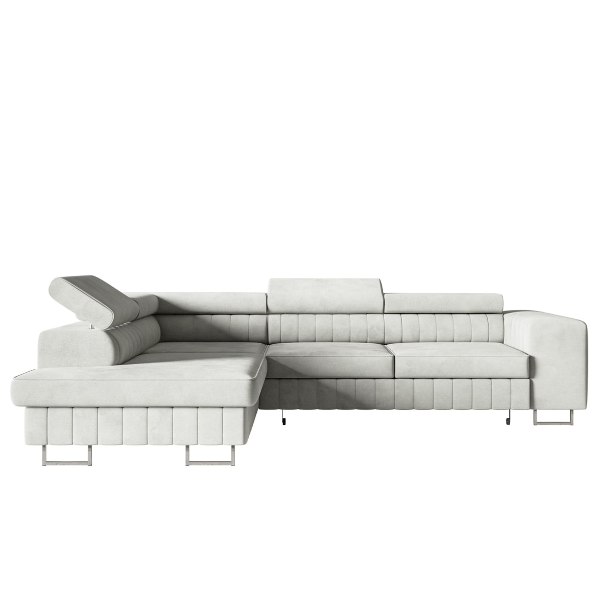 Narożnik NOLA do salonu, lewostronny- tkanina hydrofobowa Matt Velvet szary