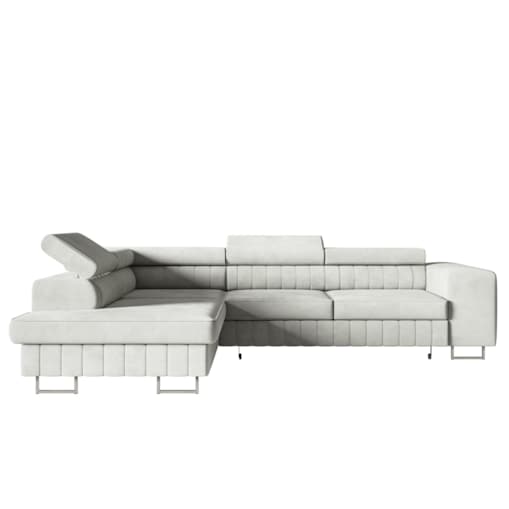 Narożnik NOLA do salonu, lewostronny- tkanina hydrofobowa Matt Velvet szary