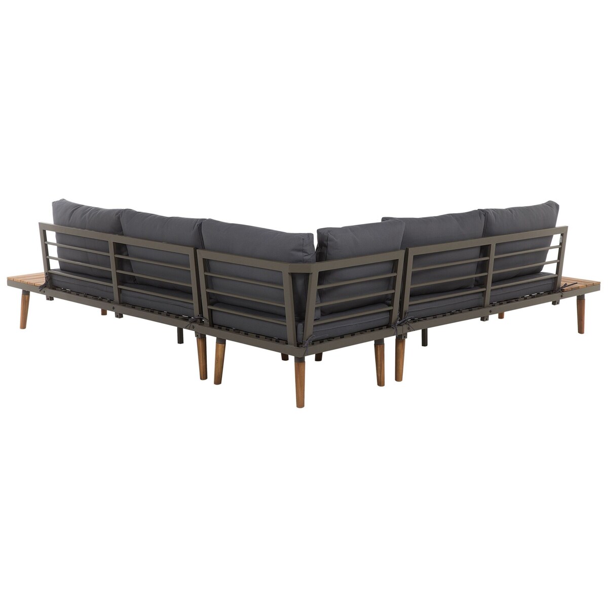 Narożnik ogrodowy ze stolikiem dla 5 osób CORATO Drewno akacjowe Szary