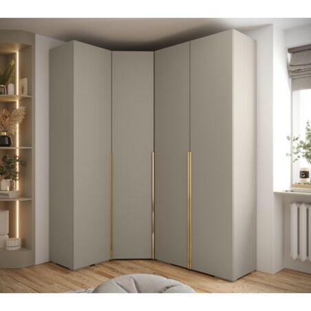 Garderoba wysoka do przedpokoju INOVA 1 Z3 kaszmir+złoty