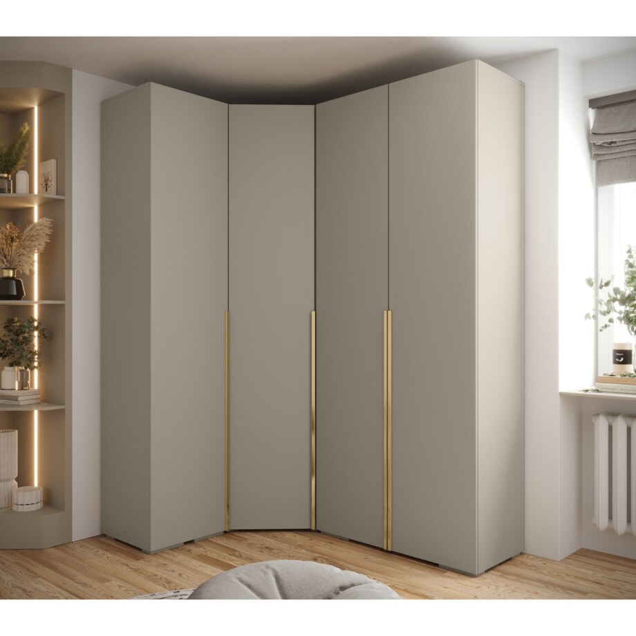 Garderoba wysoka do przedpokoju INOVA 1 Z3 kaszmir+złoty