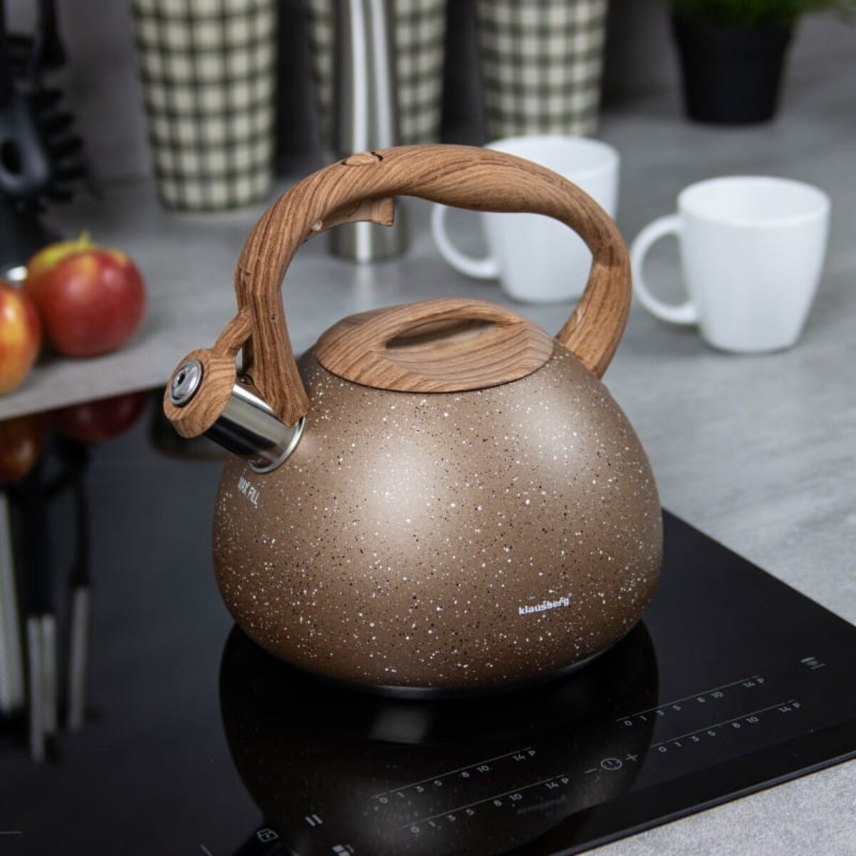 Czajnik stalowy z gwizdkiem 2.8L Wood Line miedziany KLAUSBERG