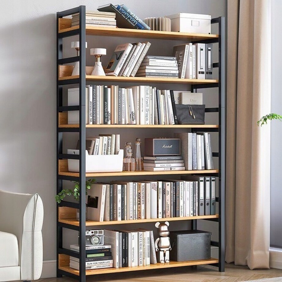 Industrialny Regał Stojący Rustykalny 6 Półek Na Książki Drabinka 174 Cm
