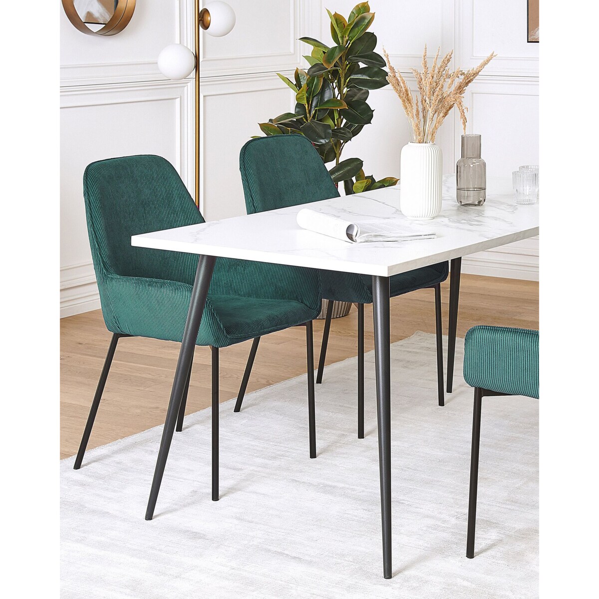 Zestaw 2 krzeseł do jadalni sztruksowy zielony LOVERNA