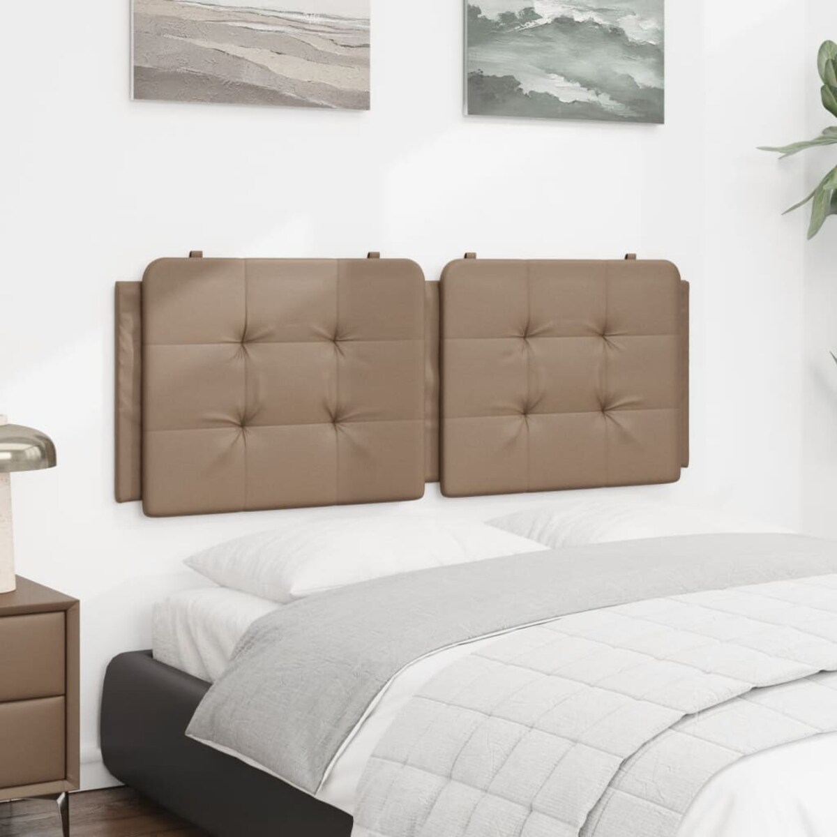 vidaXL Poduszka na wezgłowie, Zadar, cappuccino, 140 cm, sztuczna skóra