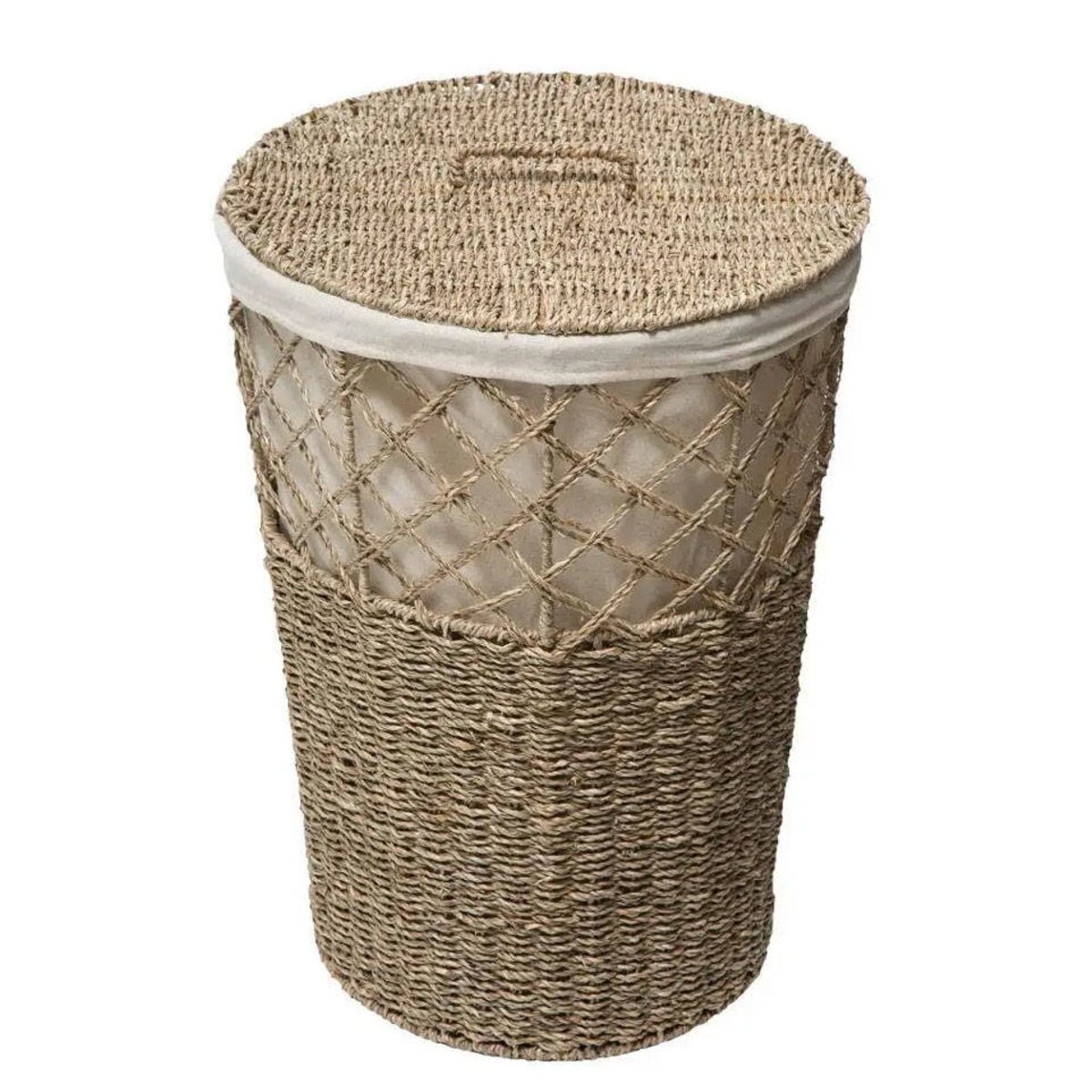 Kosz na pranie z trawy morskiej, 38 cm, bawełniany wkład