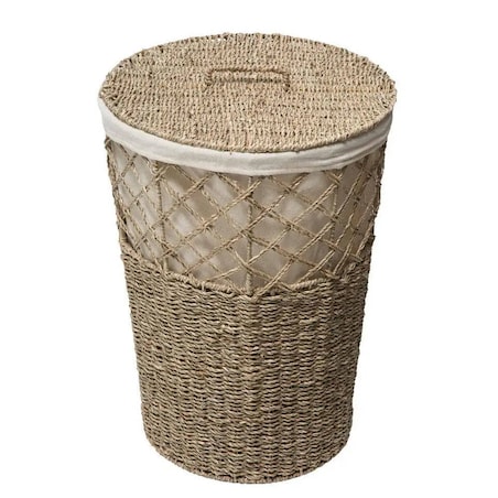 Kosz na pranie z trawy morskiej, 38 cm, bawełniany wkład