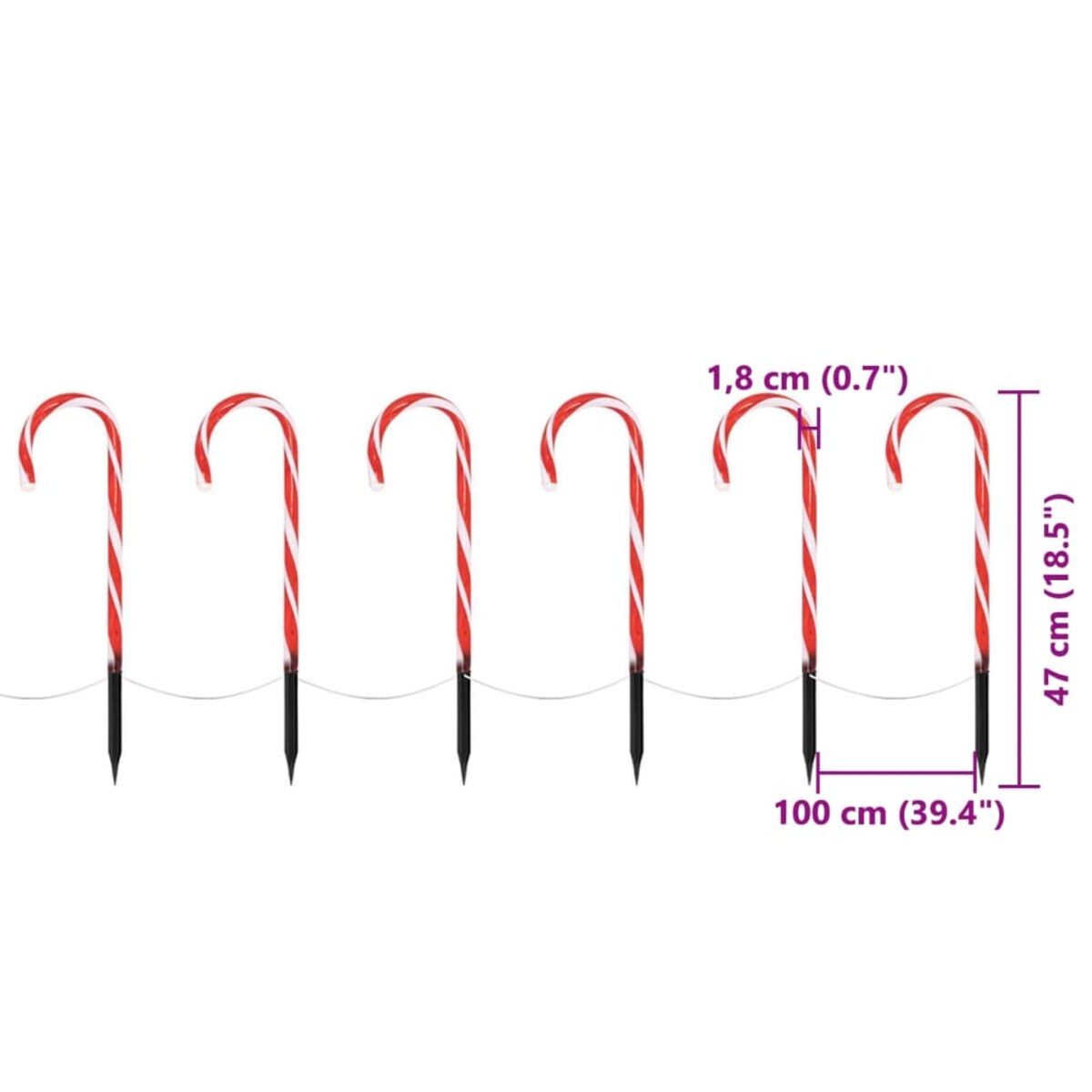 Zestaw 4 lamp świątecznych, 47 cm