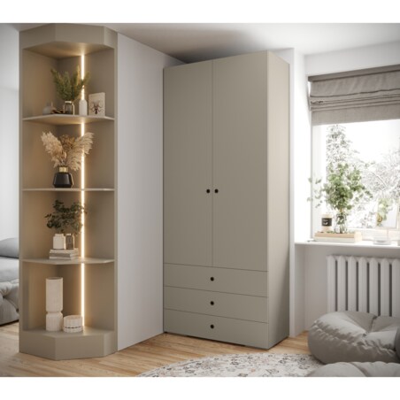 Szafa z szufladami wysoka INOVA 2 2D 3SZ kaszmir+czarny