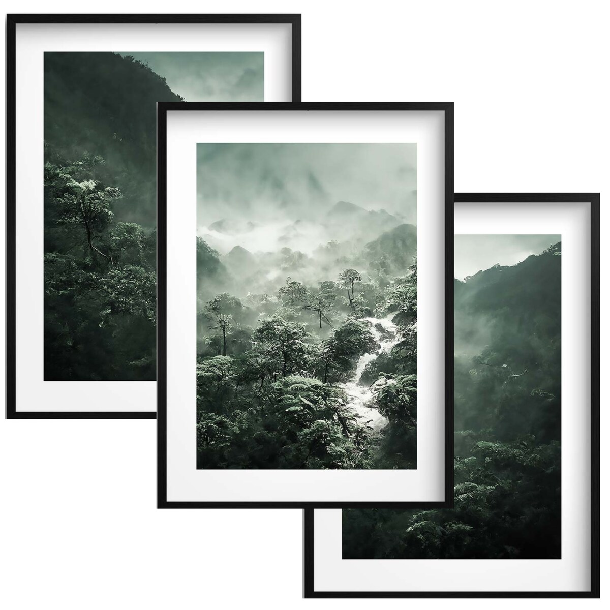 Plakaty w Zieleni Obrazy na ścianę Las we mgle Zestaw 30x40 do sypialni