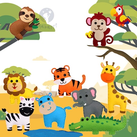ZOO - filcowy zestaw do szycia DIY - 10 elementów