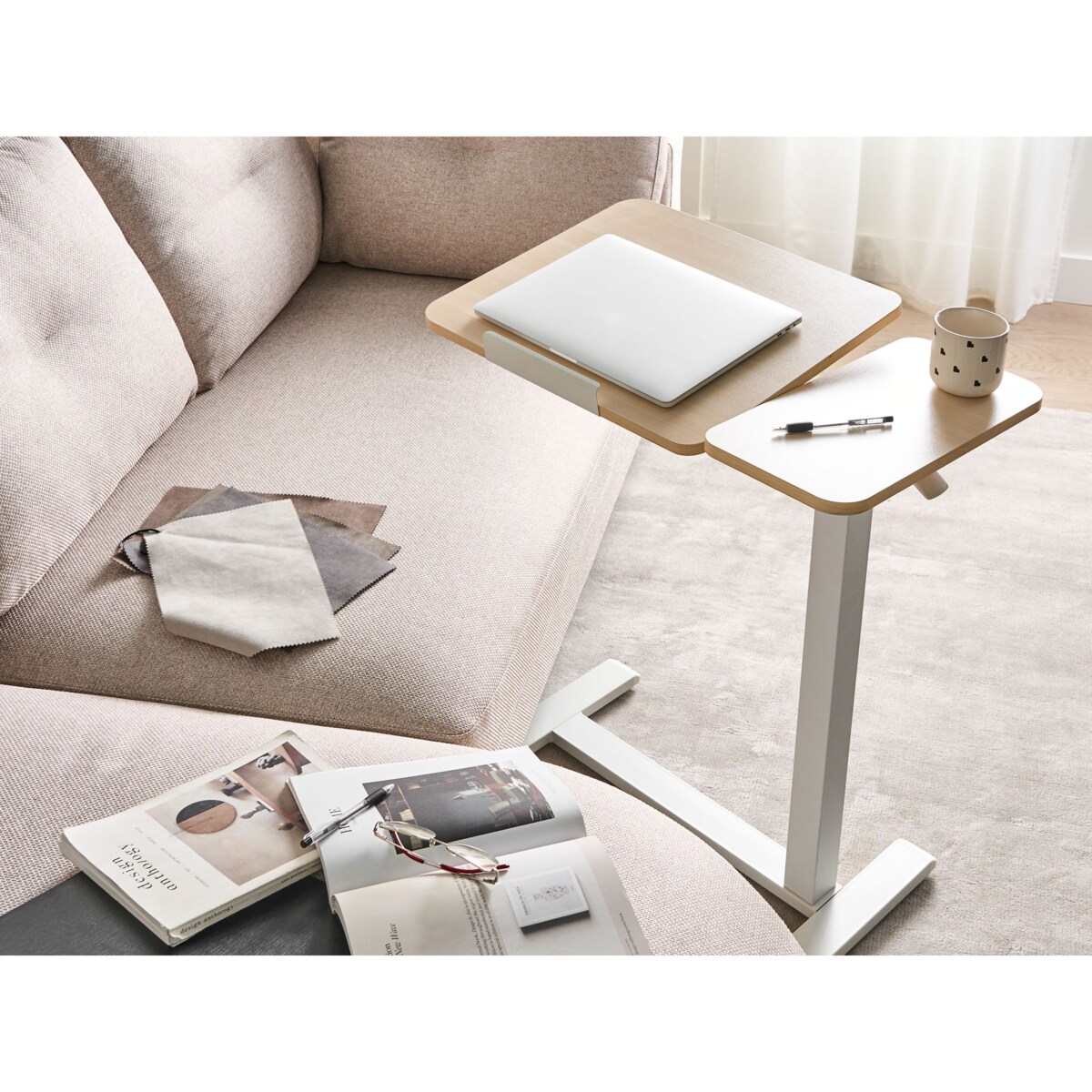 Regulowany stolik pod laptopa SCHOLA Jasny brąz/ biały 70 cm 40 cm