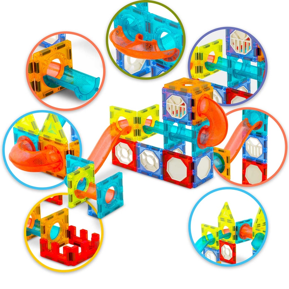 Klocki magnetyczne edukacyjne konstrukcyjne 3d Ricokids zestaw z naklejkami