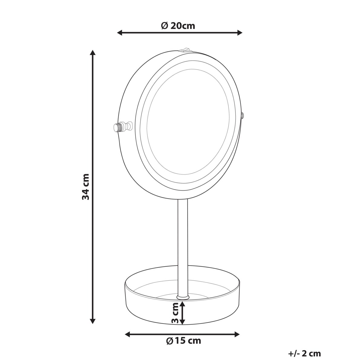 Lusterko kosmetyczne LED ø 20 cm złote z białym SAVOIE