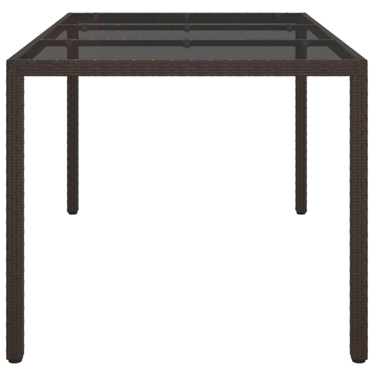 vidaXL Stół ogrodowy, 150x90x75 cm, szkło i rattan PE, brązowy
