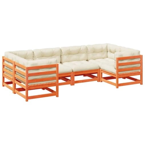 vidaXL 6-cz., ogrodowy zestaw wypoczynkowy z poduszkami, woskowy brąz