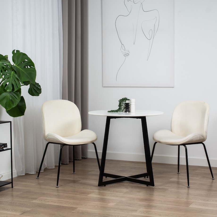 Krzesło tapicerowane welurowe do salonu jadalni beżowe