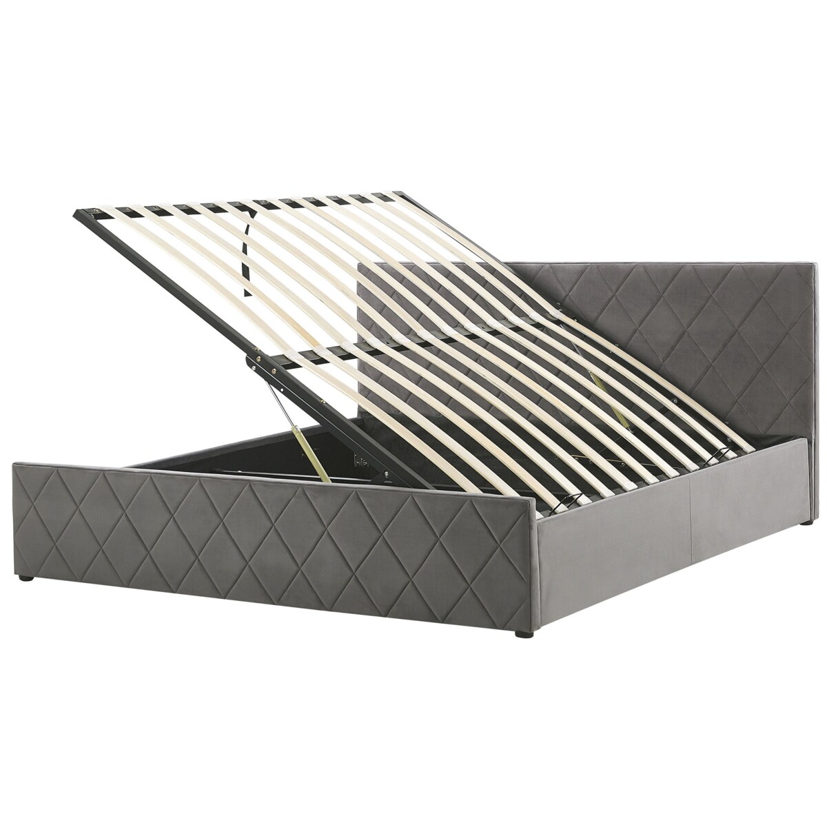 Łóżko z pojemnikiem welurowe 180 x 200 cm szare ROCHEFORT