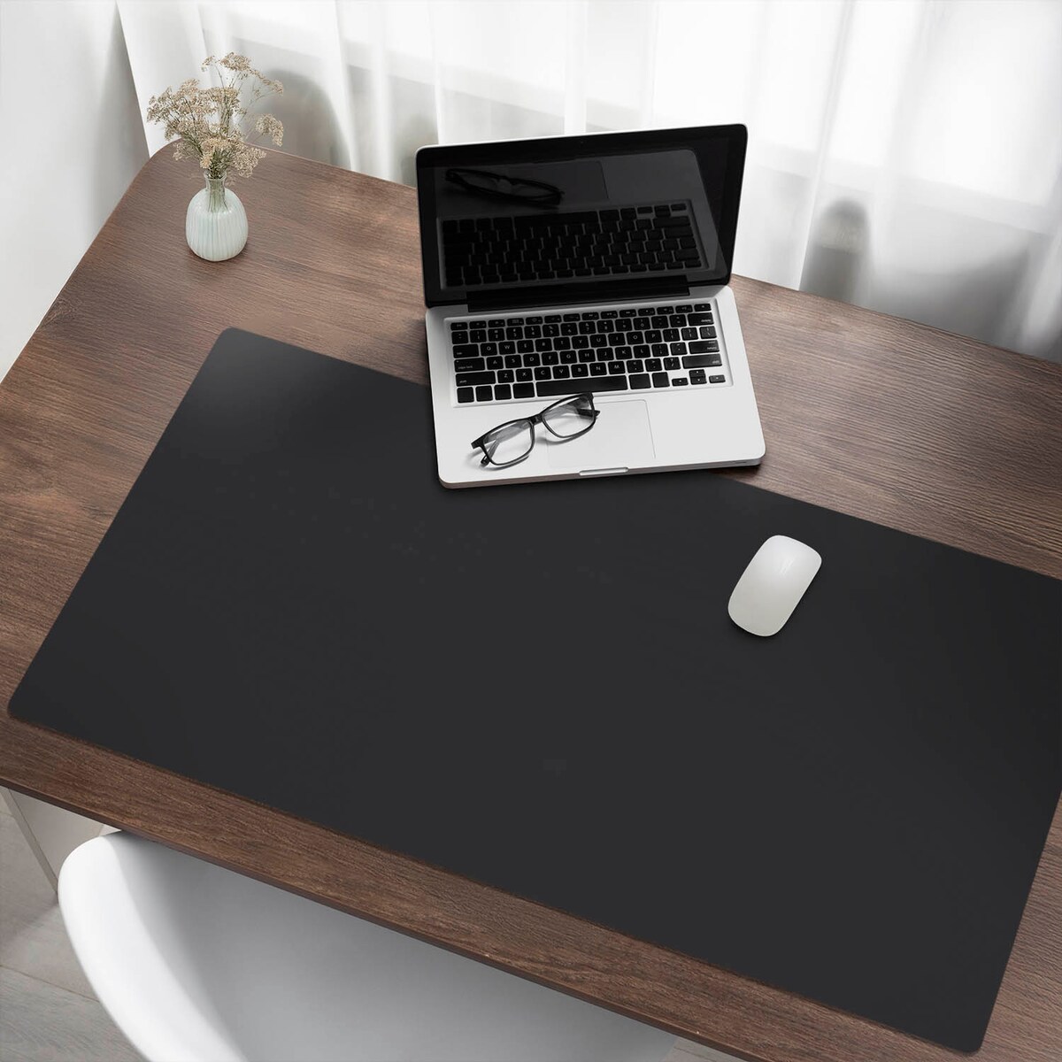 Czarna mata na biurko Kolor Ciemny grafitowy, 120x60 cm