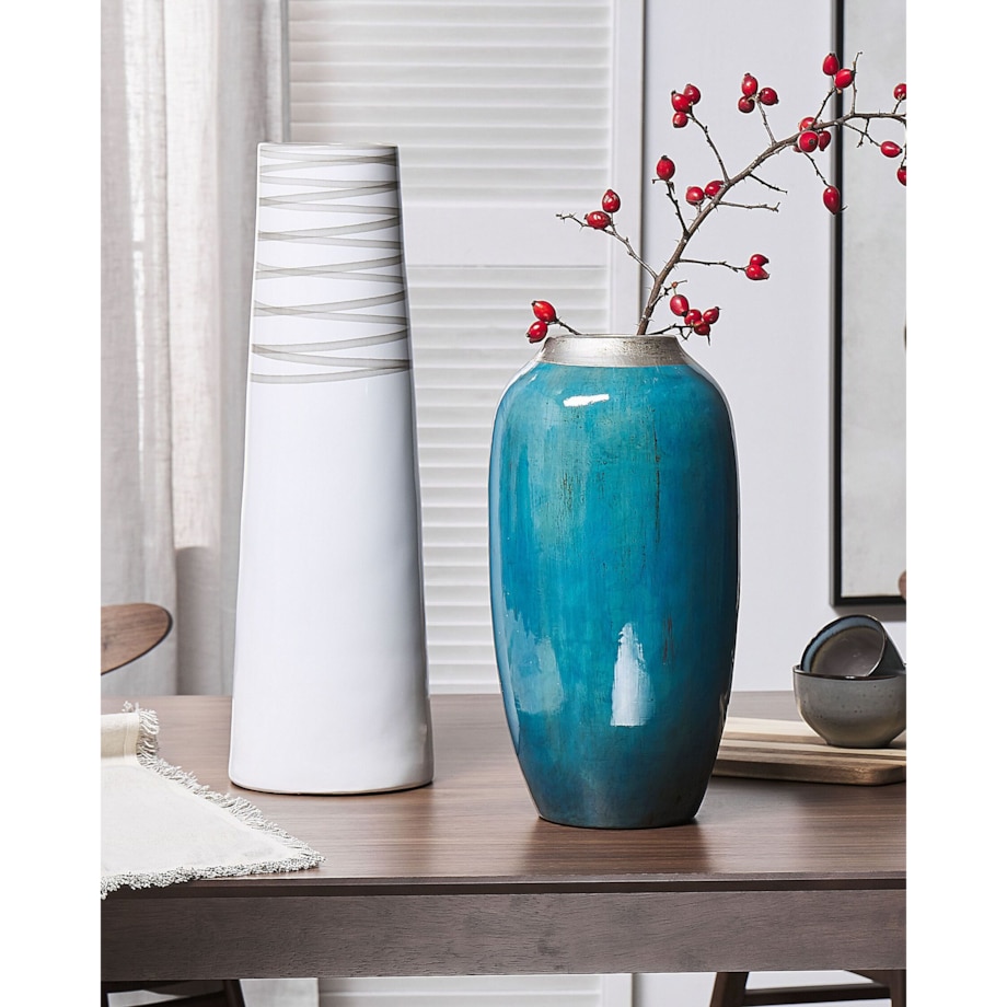 Wazon dekoracyjny z terakoty niebieski MILETUS