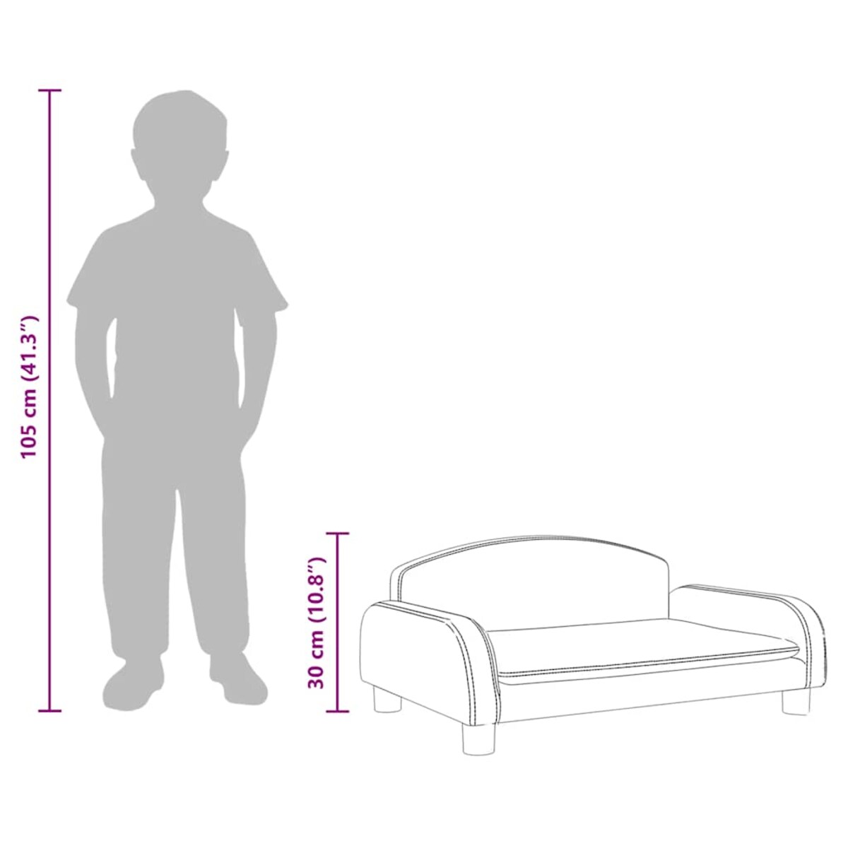 vidaXL Sofa dla dzieci, jasnoszara, 70x45x30 cm, obita tkaniną