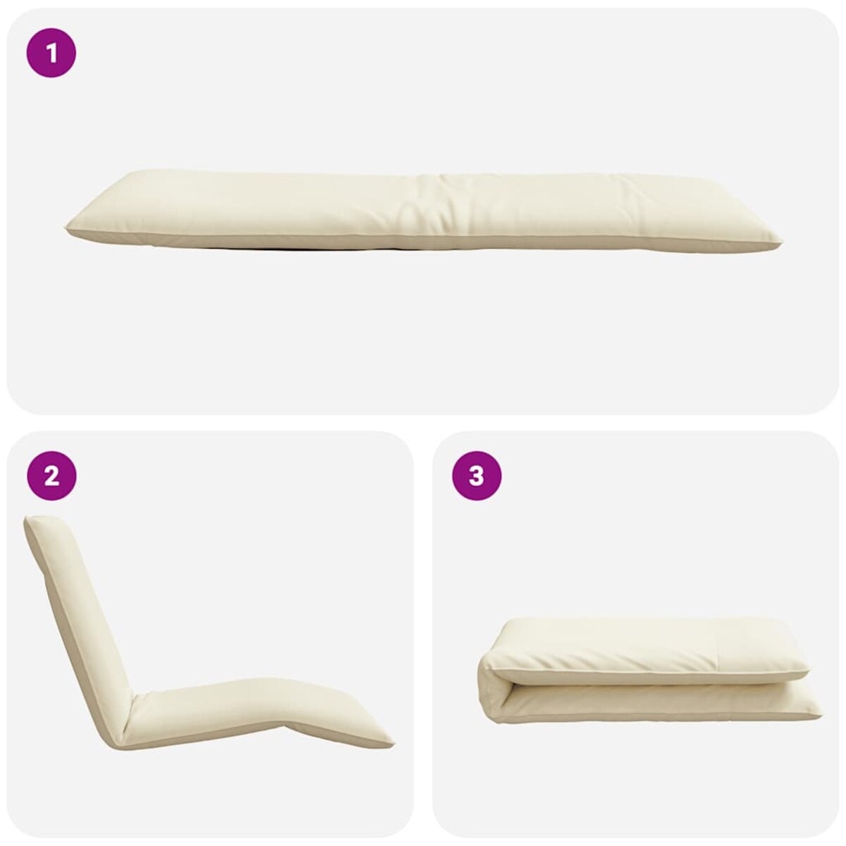 vidaXL Leżak składany kremowy 175x54x8,5 cm tkanina Oxford