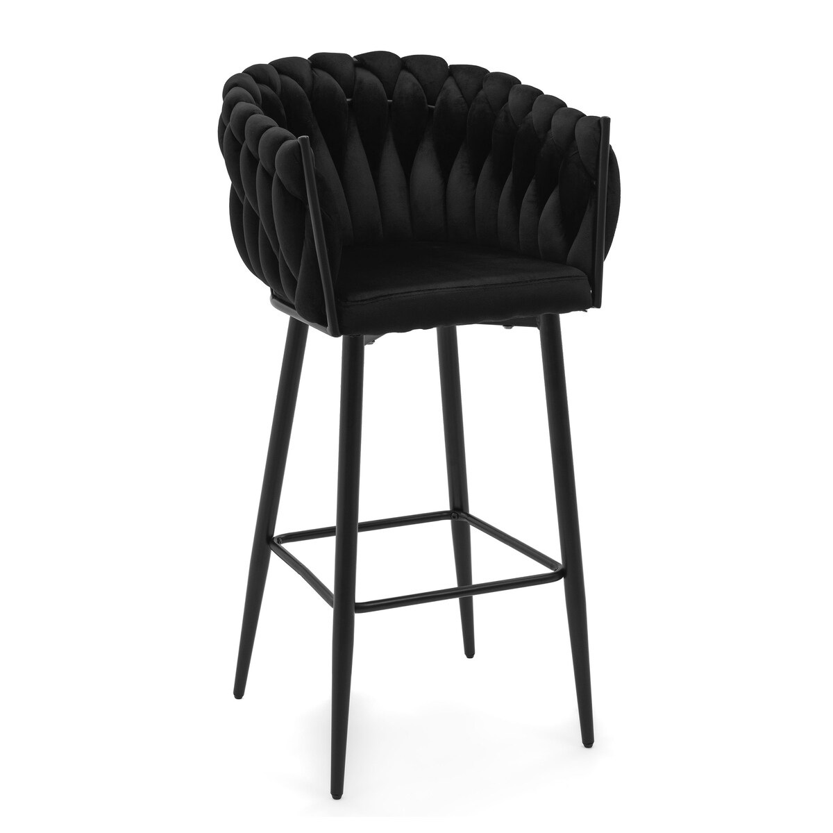 Hoker tapicerowany welurowy pleciony do salonu jadalni barowy glamour LATINA