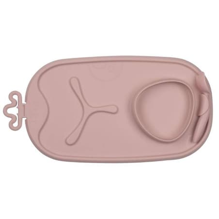 Zwijana mata BLW do nauki samodzielnego jedzenia dla dzieci różowa roll + go, b.box