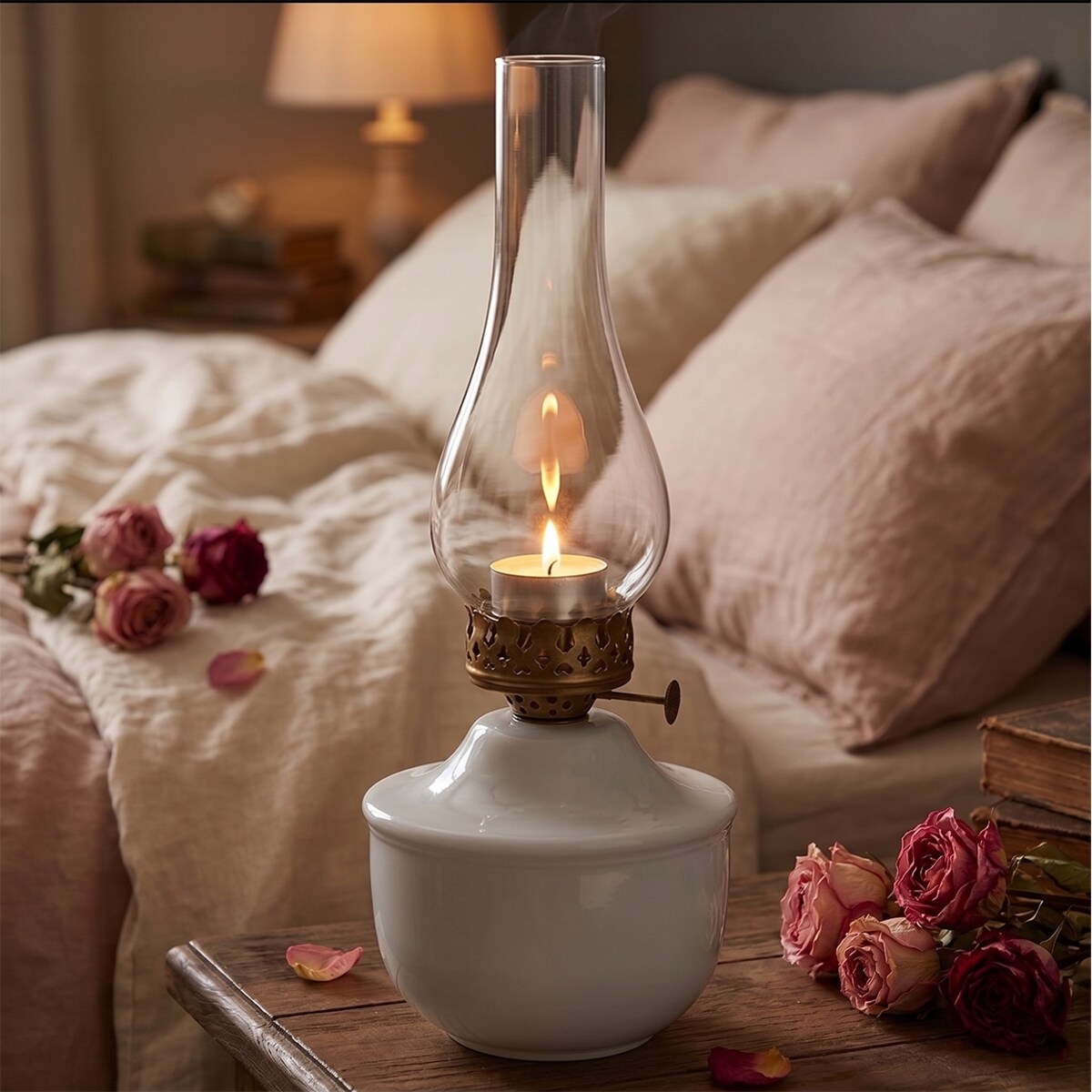 ŚWIECZNIK TEALIGHT BIAŁY LAMPA NAFTOWA LOFT METAL DEKORACJA OZDOBA WYSOKI