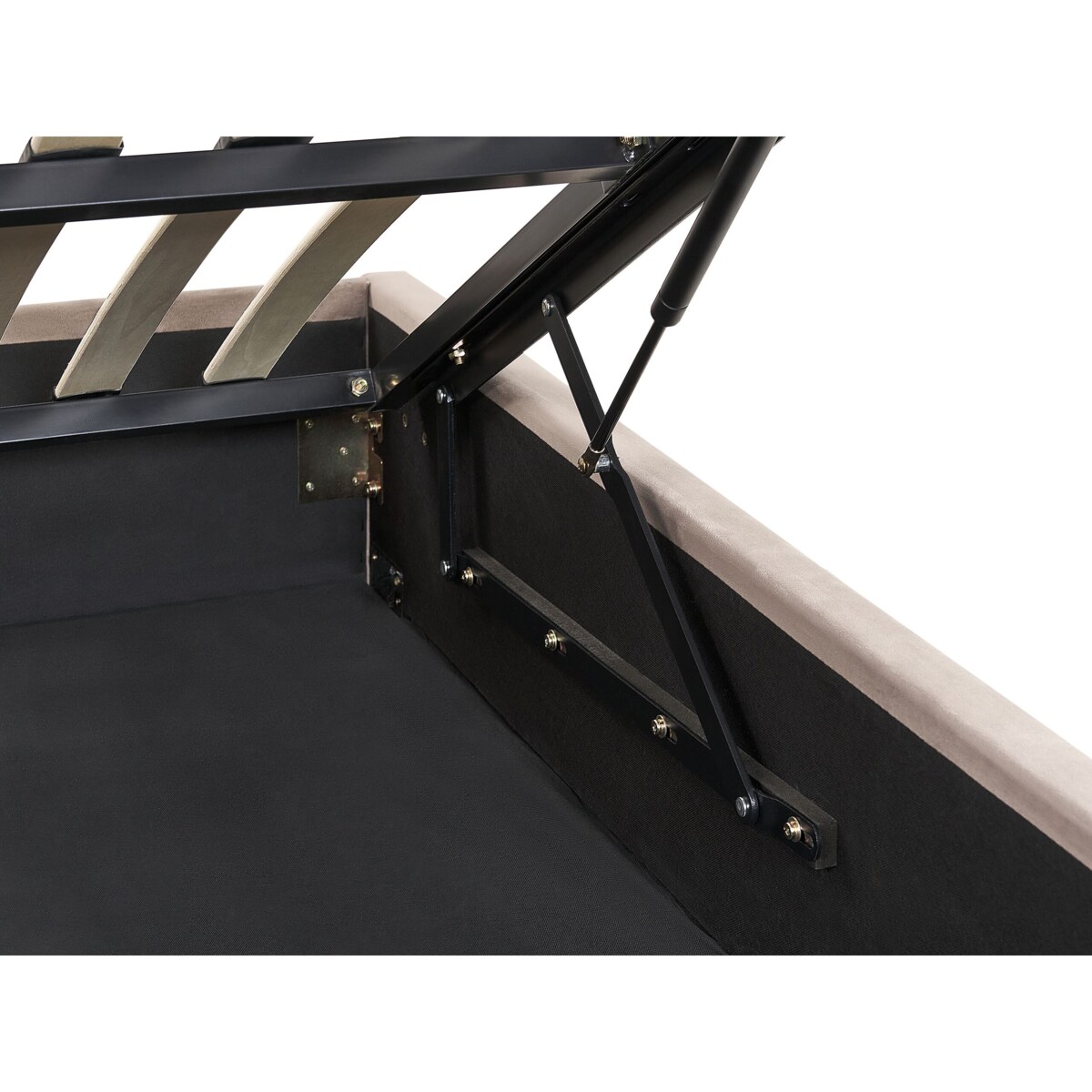 Łóżko z pojemnikiem welurowe 180 x 200 cm beżowoszare ROUEN