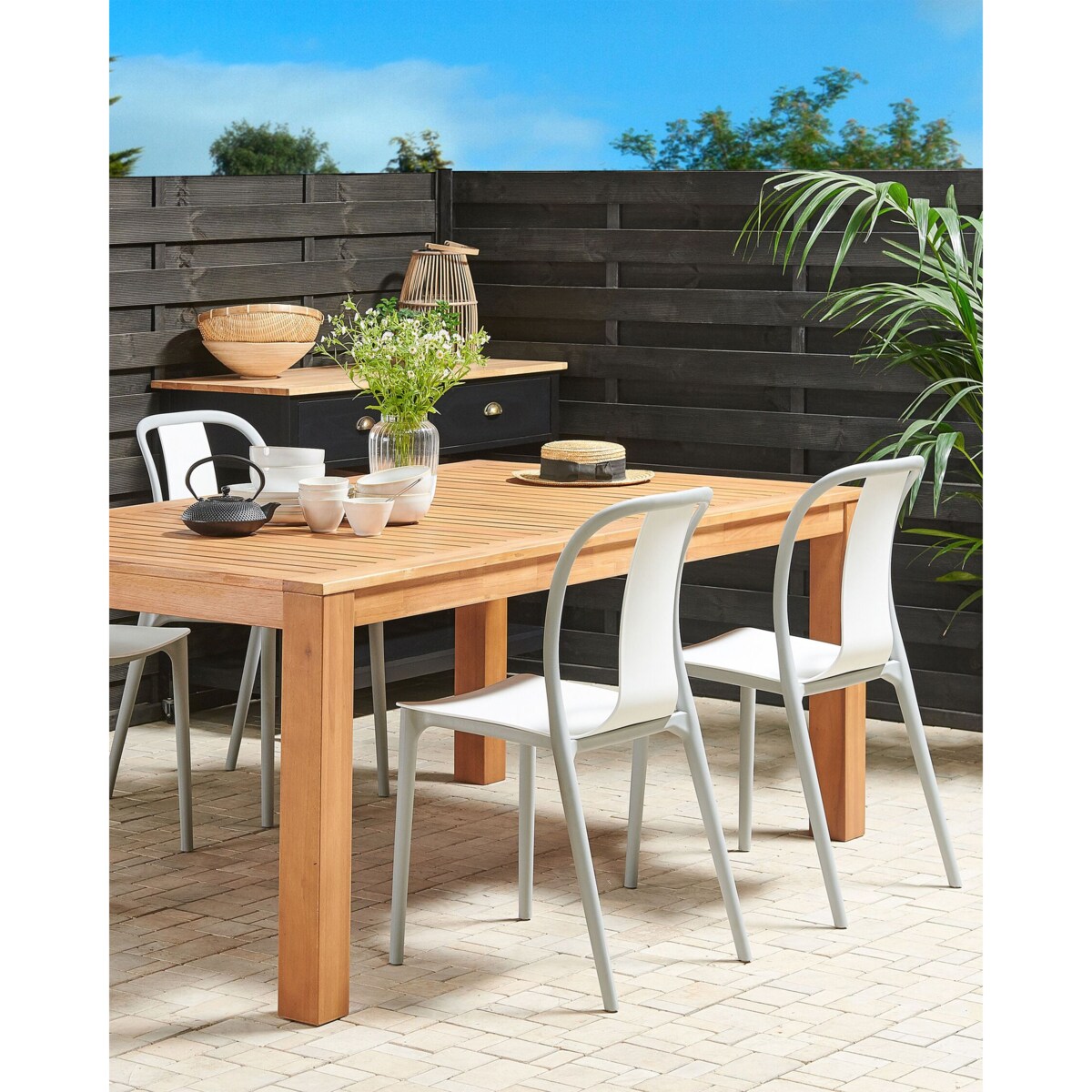 Zestaw 4 krzeseł ogrodowych biało-szary SPEZIA