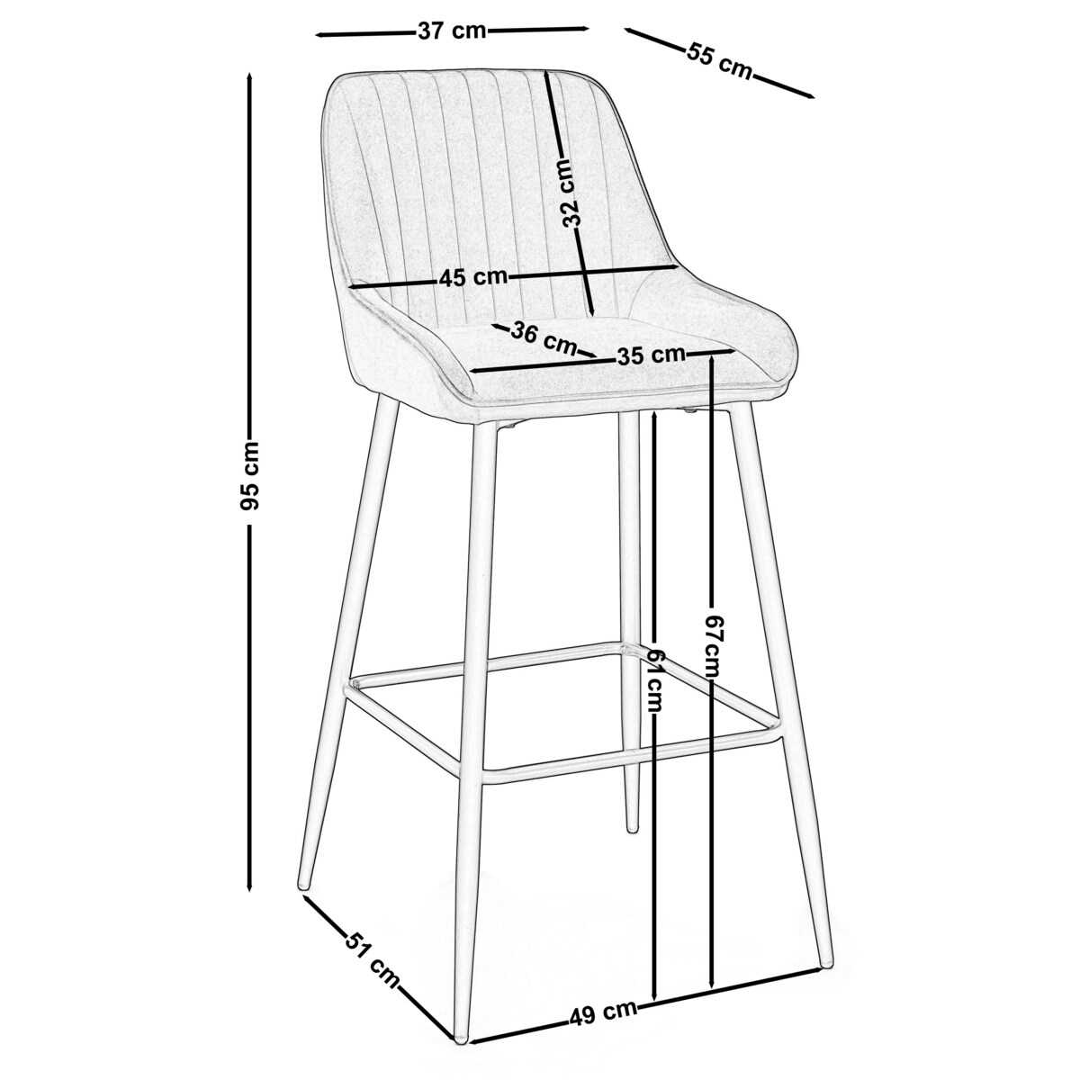 Hoker tapicerowany welurowy do salonu jadalni barowy glamour PASSO