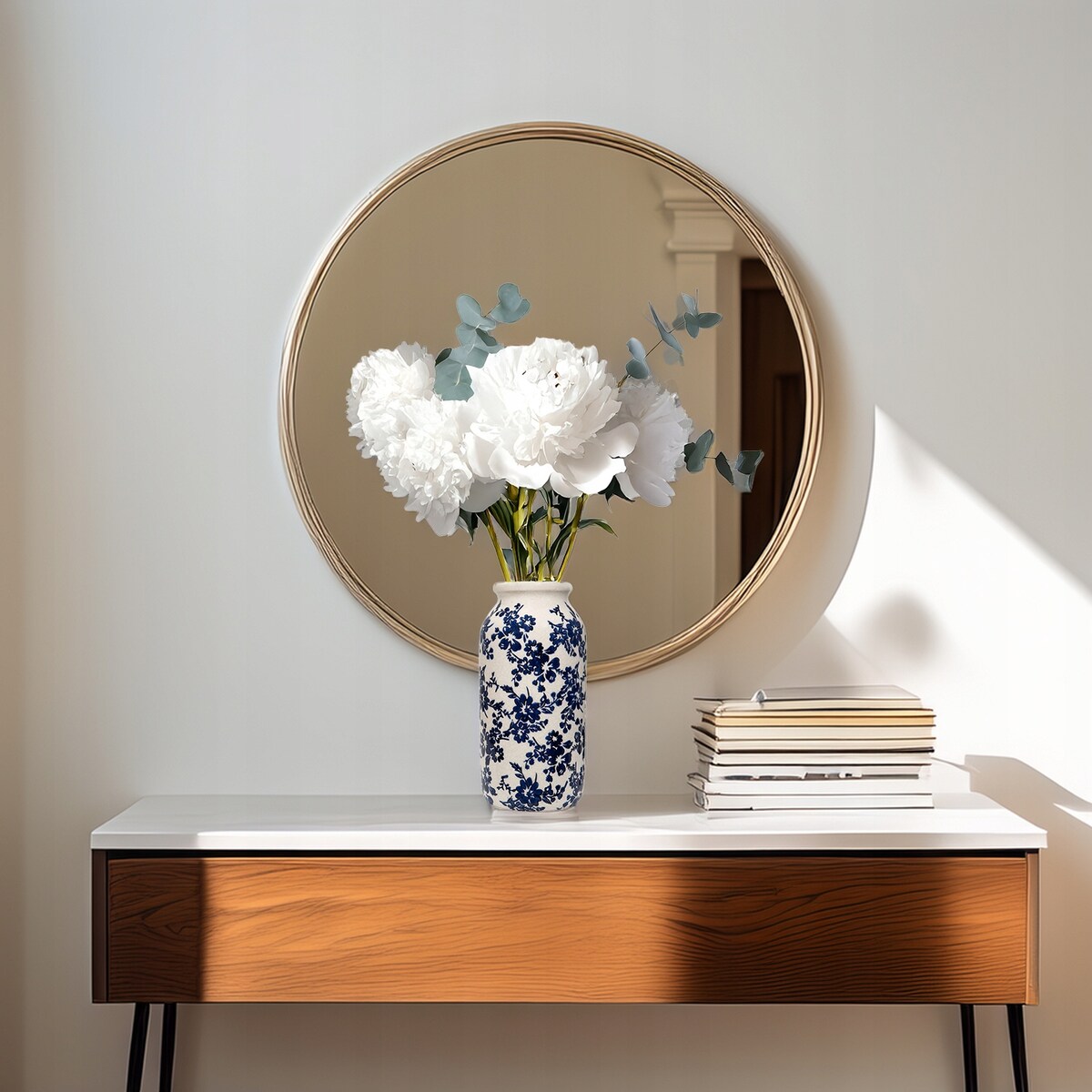 WAZON DZBANEK WYSOKI 32cm CERAMICZNY NA KWIATY BIAŁY do salonu sypialni
