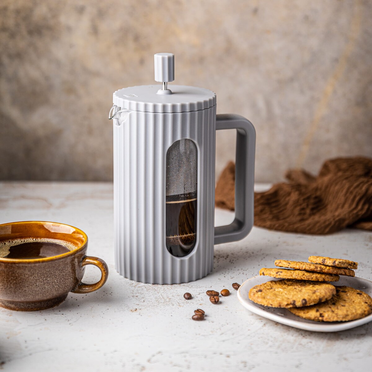 Zaparzacz do herbaty kawy szklany French Press 1000 ml szary KLAUSBERG