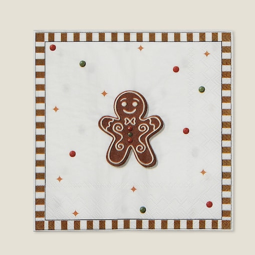 Serwetki świąteczne Cookie I 20 szt. boże narodzenie, święta, świąteczne, biały-brązowy, 16x16x3 cm
