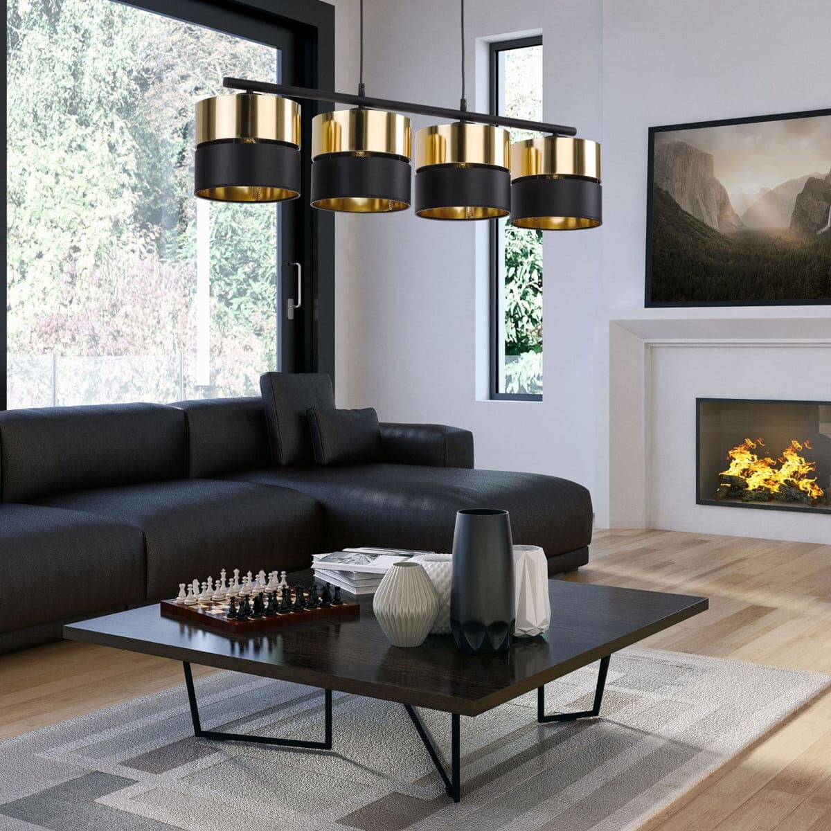 Wisząca lampa nad stół Hilton 4342 TK Lighting z abażurem czarna złota