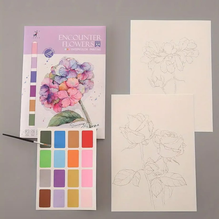 Malowanie akwarelą - Letnie kwiaty - 4 elementy