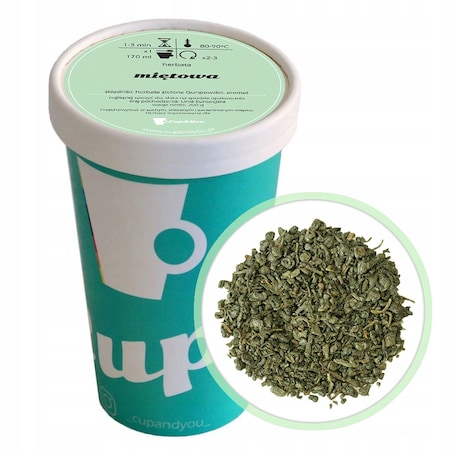 Herbata zielona MIĘTOWA gunpowder premium na prezent sypana liściasta 200g - herbata liściasta sypana mieszanka napar susz