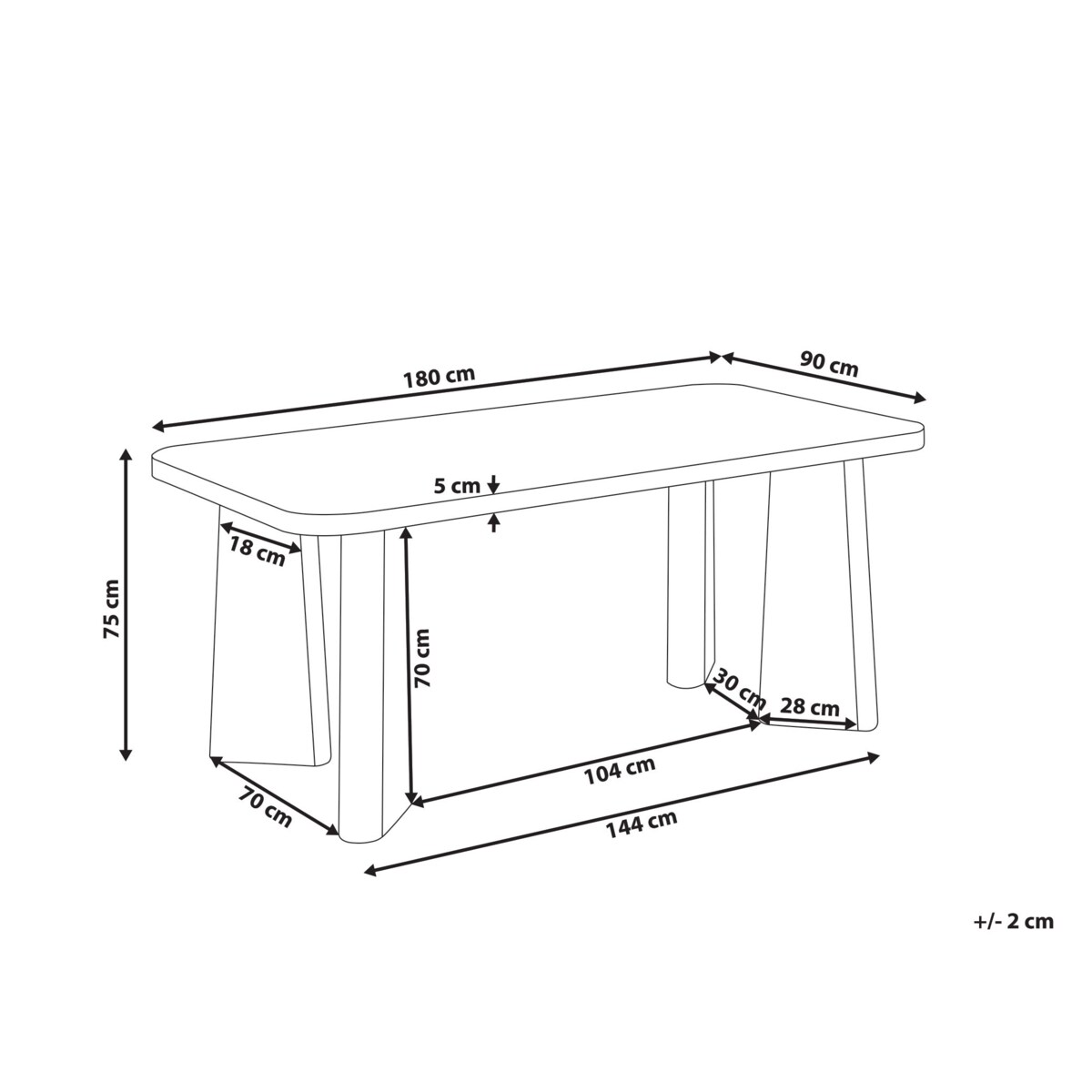 Stoł do jadalni 180 x 90 cm czarny ATLIN